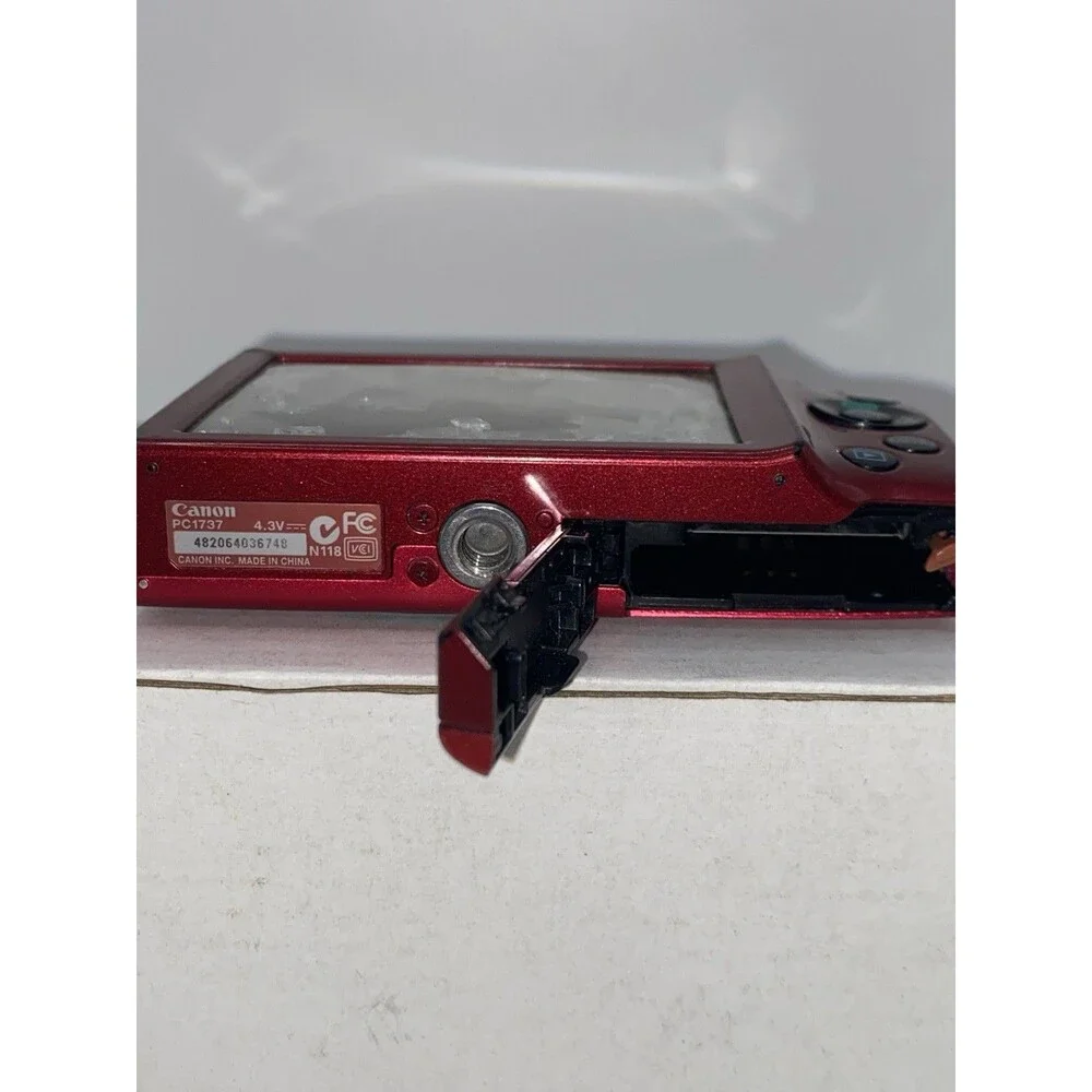 Canon PowerShot A3400 IS HD 16MP Red Digital Camera Parts/Repair w/ Battery